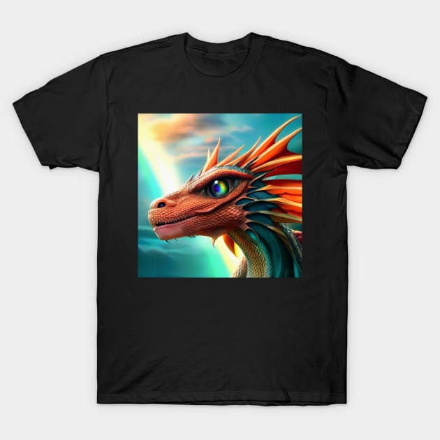 Red Dragon with Rainbow Eyes T-Shirt by dragynrain